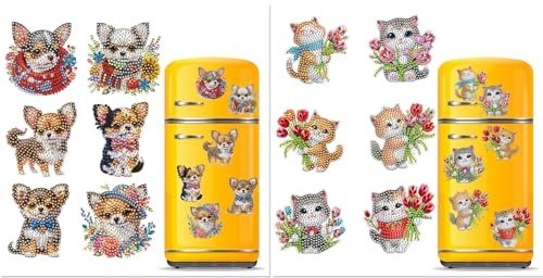 DIY Diamond Art Painting Refrigerator Magnets Kits for Fridge Stickers Special Shape Butterfly Fridge Magnets for Adults-2 Set