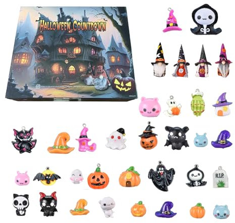 Halloween Countdown Kalender, Halloween Adventskalender 2024, Festlicher Countdown Bausteine, Holiday Ornament Collection, aufregende tägliche Enthüllungen für Kinder, Mädchen, Erwachsene