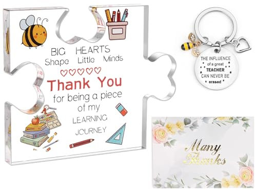 IETWATE 3 x Dankeschön-Geschenk, Briefbeschwerer, Acryl-Block, Puzzle, Lehrer, Geschenke für Frauen und Männer, herzerwärmendes Dankeschön-Geschenk für Lehrer, Kindergartenlehrer, Geschenke mit