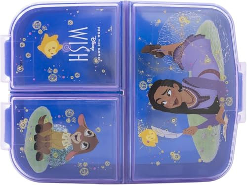 Wish Brotdose mit 3 Fächern für Kinder, Lunchbox mit Motiven, Lila