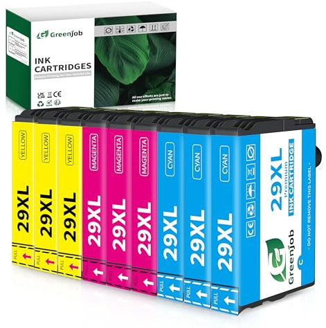 Greenjob 29XL Druckerpatronen Kompatibel für Epson 29XL Multipack für Epson Expression Home XP-235 XP-245 XP-247 XP-255 XP-257 XP-330 XP-332 XP-335 XP-342 XP-345 XP-355 (3 Cyan, 3 Magenta, 3 Gelb)