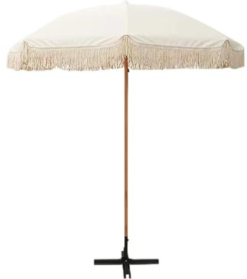 Sombrilla de Exterior para jardín, sombrilla con borlas, sombrilla de Playa con Flecos, sombrillas con borlas UPF 50+, sombrilla de Playa con protección UV, sombrilla Impermeable, sombrilla