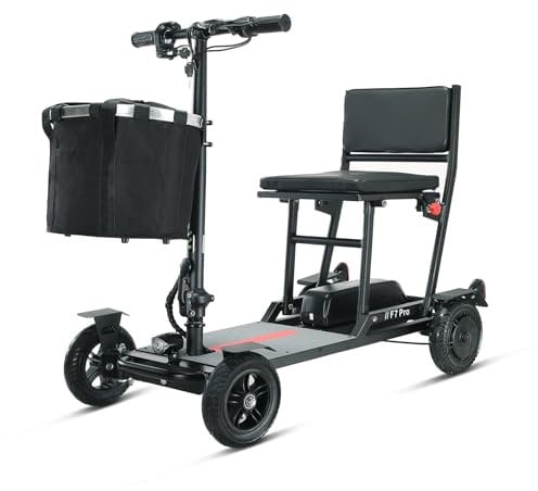Freejoyer F7pro Elektromobil für Senioren Faltbarer 4 Räder Seniorenmobil Mobilitätsroller mit Körbchen bis zu 35KM (Grau)