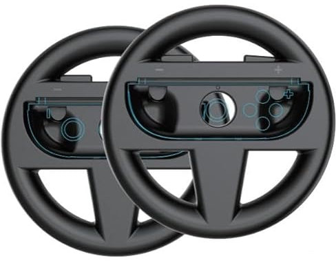 WFTE 2-Pack Nintendo Switch 2 Steering Wheel Grips (2025) - Ergonomic Joy-Con Racing Wheel pair for Mario Kart 8 Deluxe & Luigi's Circuit, 270° Rotation with Non-Slip Texture & Quick-Release,Black