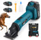 Schermaschine Pferd Akku, 500W Kabelloses Pferdeschermaschine Mit 2x2500mAh Akkus, 6 Geschwindigkeiten Professionelle Schermaschine für Pferde Dickes und Verfilztes Haar Kompatibel mit Makita 18V Akku