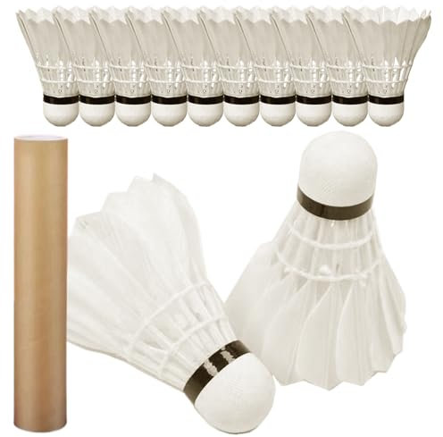 Shuttlecocks Feather, Badminton Shuttlecocks Feather - 12-Pack Feather Shuttlecocks für Badminton,Tragbare Outdoor-Sportgeräte Hochgeschwindigkeits-Trainingskugeln mit großer Stabilität und Haltbarkei