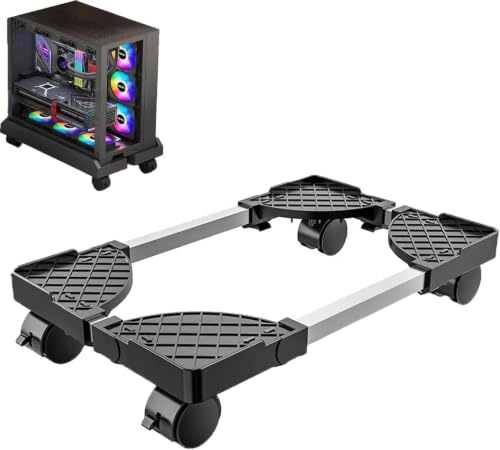 Zbozzba Pc Stand, Mobile Cpu Stand, Supporto Universale Regolabile, Computer Desktop Stand con 4 Ruote, per Gamer, Casa, Ufficio Hollow Nero