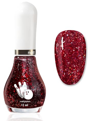 Glitzer Nagellack Rot - 12ml Hochpigmentiert Nagellack Schnelltrocknend - Langlebig Weinrot Glitzernagellack Nagelack Ohne UV Lampe - Regular Nail Polish Für Frauen DIY Nagelkunst (Red Glitter)