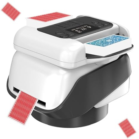 Zephviora Automatischer Kartenmischer, Kartenmischmaschine Elektrische um 360 Grad Drehen Lässt für 1-8 Spieler Automatischer elektrischer Mischer für Spiele wie Poker, UNO, Blackjack, Texas Hold'em
