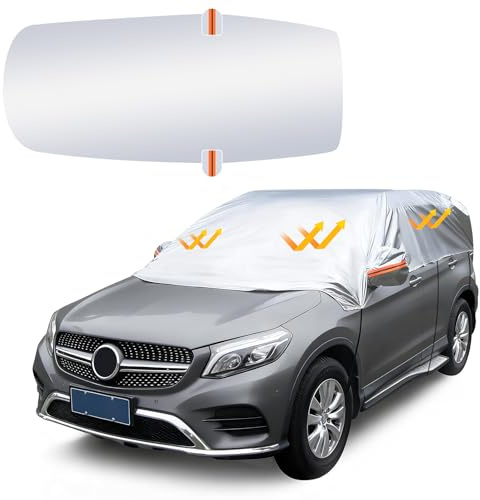 Auto Halbgarage Wasserdicht Ninonly 210D Universal Halbgarage für Auto Allwetterschutz vor Regen, Staub, Sonne und Laub für Windschutzscheibe Sliver