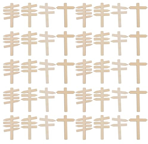 Toyvian Lot de 50 Panneaux de signalisation Miniatures en Bois pour Maison de poupée, Accessoires pour clôtures végétales, plaques Miniatures pour Micro-Paysage féerique