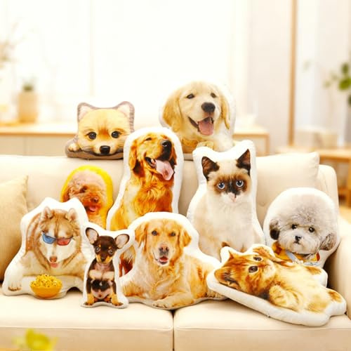 Personalisiertes Haustierkissen mit Foto und Name – Individuelles Plüschkissen für Hunde, Katzen, Kaninchen, Hamster, Schildkröten und andere Haustiere, personalisiertes Geschenk für Tierliebhaber