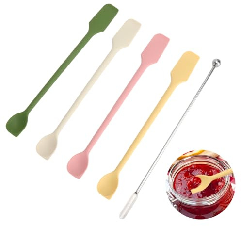 4 mini spatole in silicone, piccolo raschietto riutilizzabile | per piccoli contenitori e punti difficili da raggiungere, per barattoli di marmellata e creme