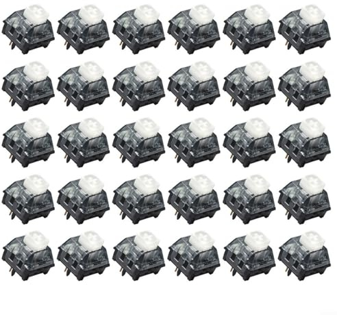Set mit 30 mechanischen Tastaturschaltern, Hot-Swappable für Gaming und Büro, kompatibel mit den meisten mechanischen Tastatur-Leiterplatten, unterstützt 3-polige und 5-polige Konfigurationen (weiß)