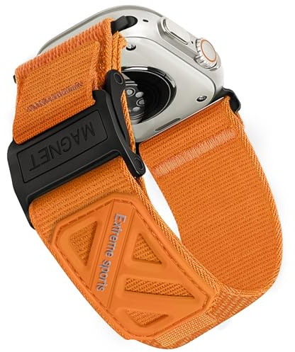Sport Armband Kompatibel mit Apple Watch Ultra 3/2/1 49mm, Series 11/10 46 mm, 9/8/7 45mm, SE/6/5/4 44 mm, 3/2/1 42mm, Verstellbares Nylon Ersatzarmband mit Magnetverschluss für iWatch
