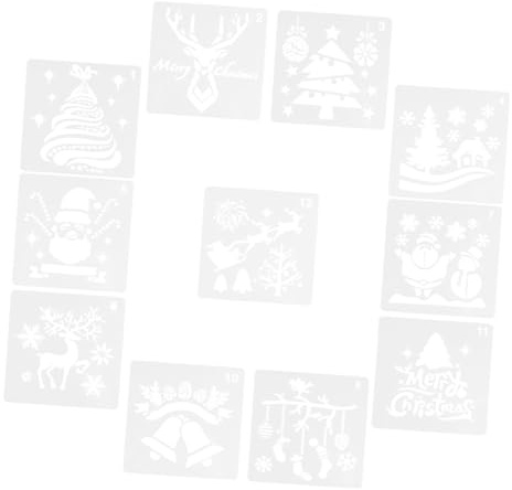 POPETPOP Pochoirs de Peinture de Noël Réutilisables 11 Pièces pour Scrapbooking, Modèles Creux en Plastique Légers, Adaptés aux Loisirs Créatifs et Fabrication D’albums Photo