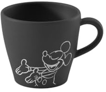 Villeroy & Boch Manufacture Rock – Mickey Mouse – Kaffeetasse, schwarz, spülmaschinenfest & mikrowellensicher, charakteristische Schieferoptik mit Disney Mickey Mouse Kreidedekor, Premium Porzellan