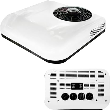 Motorhome Air Conditioner, 12V Cooling Unit with Energy Management System and Eco Mode, Caravan Window Air Conditioning Unit for Most Caravans (White – Cooling Only, 12V)