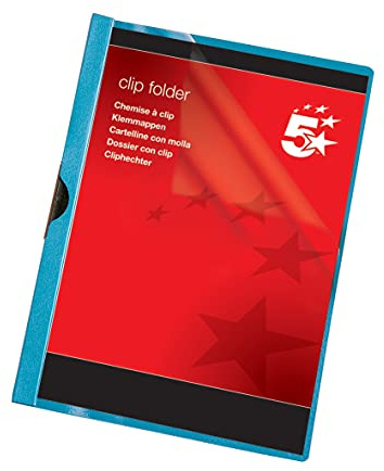 5 Star Clip Folder 6mm Spine for 60 Sheets A4 Pack of 25) Blue