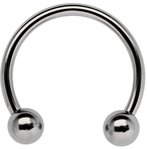 Modern Nature Piercing-Schmuck Titan Hufeisen, Gewindering, Circular Barbell, cbr in 1,2 x 9 mm mit 3 mm Kugeln
