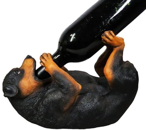 Ebros Gift Pure Breed Rottweiler Butcher's Dog Wine Oil Bottle Holder Canine Pet Figurine Kitchen Hosting Accessory