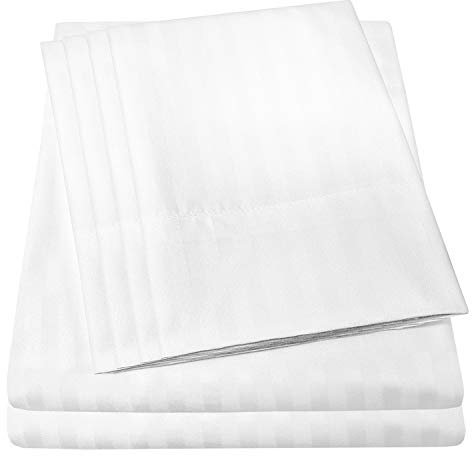 Sweet Home Collection Queen 6 Piece 1500 Supreme Collection Fine Brushed Microfiber Deep Pocket Queen Sheet Set Bedding - 2 Extra Pillow Cases, Dobby White