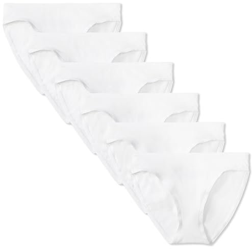 Amazon Essentials Slip Bikini in Cotone (Disponibile in Taglie Forti) Donna, Pacco da 6, Bianco, 46