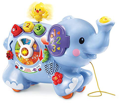VTech – Trompette, Mon Éléphant des Découvertes - Centre d’Éveil, Animal Interactif, Jouet à Tirer – Version FR