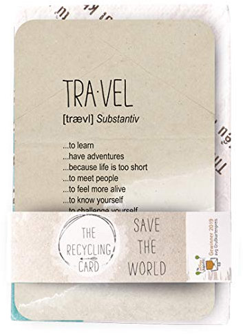 KE - A5 Postkarte Set mit Umschlag | Preisgekrönte Spruchkarte | Recycling Dauerumschlag | Vielseitige Anlässe | Farbige Rückseite | Motiv: Travel
