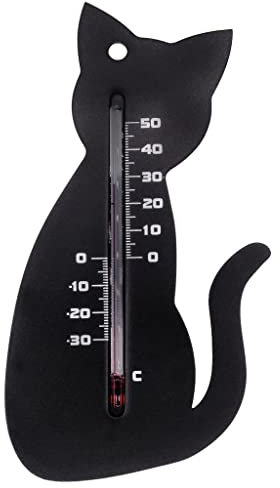 Nature Thermomètre mural d'extérieur Chat Noir