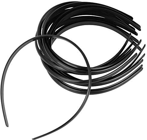 CODIRATO 12 Stück Kunststoff Haarreif Haar Stirnband DIY Haarband mit keinen Zähne für Frauen und Mädchen (Schwarz)