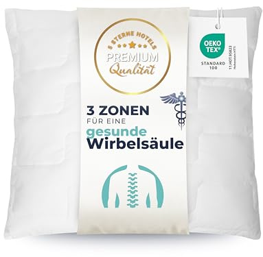 ZOLLNER Deluxe Kissen - 3-Zonen Kopfkissen - Made in Europe – Polyester - waschbar bis 95°C - 80x80 cm - Hotelqualität - Oeko Tex® Zertifiziert