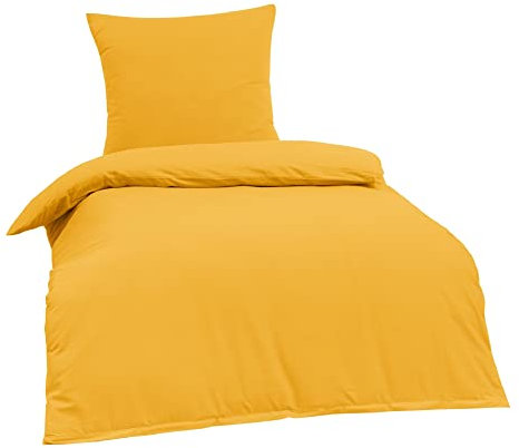 BRIELLE Bettwäsche 135 x 200 cm - Bettwäsche-Set Renforce Gelb, hohe Qualität, weich, einfarbig mit Öko-Tex-Zertifizierung