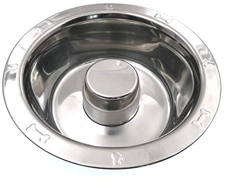 JZK Edelstahl Hundenapf für langsames Essen, Slow Feeder großer Hundenapf, langsamer Futternapf aus Metall, Pet Bloat Stop Futternapf