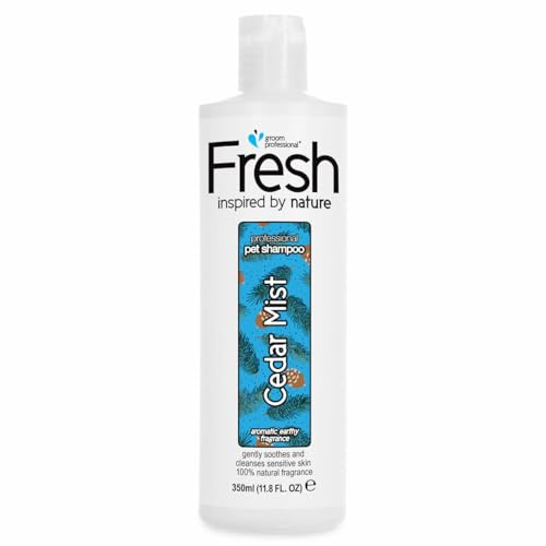 GROOM PROFESSIONAL Fresh Cedar Mist Hundeshampoo Sensitiv - Natürliches Hundeshampoo für Empfindliche Haut - Lindert Hautreizungen - Reinigt & Beruhigt - Für Jeden Felltyp - Zedernduft, 350ml