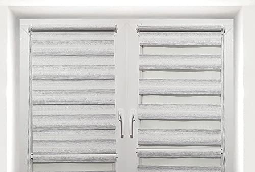 TROYAHOME® Doppelrollo Klemmfix Ohne Bohren Duo Rollo Fenster Rollo Easyfix (Silber Grau, 65 x 150 cm (Stoffbreite 62 cm)