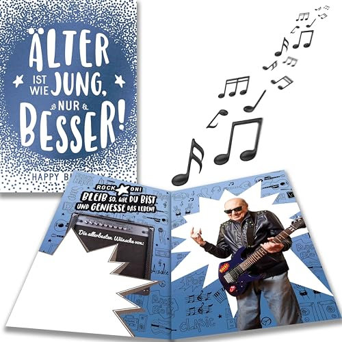bentino MUSIK Geburtstagskarte Rock-Opa, lustige Glückwunschkarte für alle junggebliebenen Herren dieser Welt