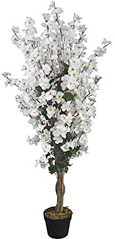 Decovego Ciliegio Pianta Artificiale Albero Fiore di ciliegio Tronco in Vero Legno Decorazione d'interni Deco 120 cm