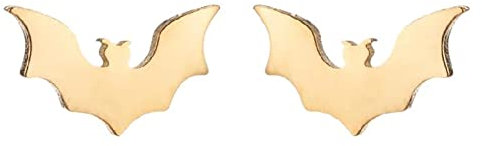 BlackAmazement 2er Set Ohrstecker Piercing 316L Edelstahl Fledermaus Bat Silber Rose Gold Schwarz Gothic Damen Herren (Gold)