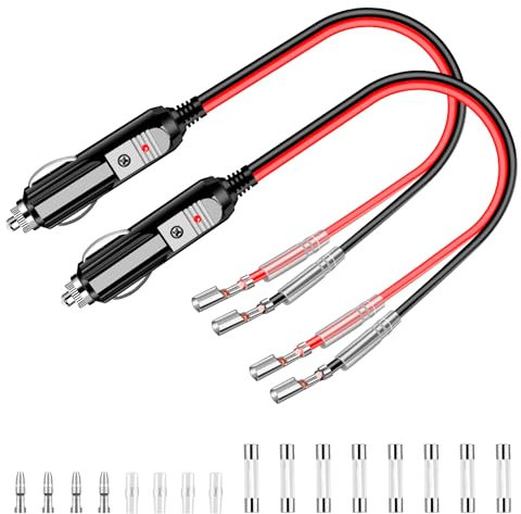Range Tour Replacement Cigarette Lighter 2 Pack, Plug Adapter 12V-24V 15A Fuse Extension Cable Heavy Duty Battery Charger Kit Auto Cable Power Supply Accessories
