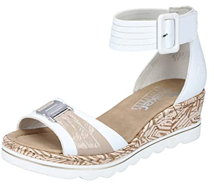 Rieker 67191-80 Damen Keilsandalette Synthetik weiß weiß