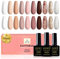 YSUVIN UV Nagellack Nude Set, 10 Farben Nude Rosa Braun Glitzer Gel Nagellack Soak-Off UV Gellack Set für Anfänger DIY Nail Art Maniküre Salon, Langlebig, 8ML