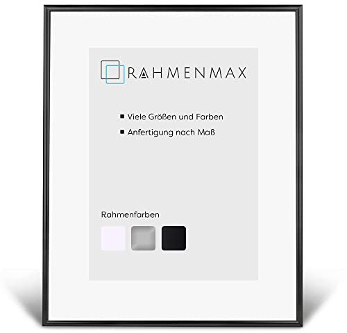RahmenMax® Ohio Bilderrahmen 48x58 cm zum Aufhängen/Maßanfertigung möglich/Posterrahmen aus Kunststoff/Bilder Rahmen in Schwarz Matt mit Anti Reflex Acrylglas und MDF Rückwand/Puzzle Rahmen