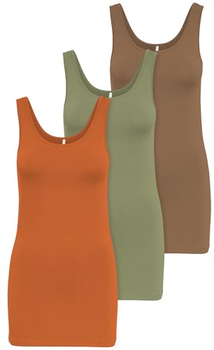 ONLY 3er Pack Damen Basic Tops Tank Top dunkel blau lang 15201465 Farb Mix 7 XL
