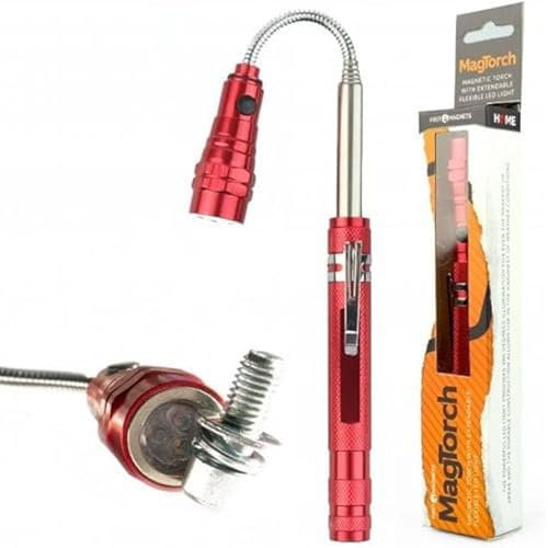 MagTorch Magnetic Torch with Extendable Flexible LED Light for DIY, Crafts, Carpentry and Tradesmen - Black