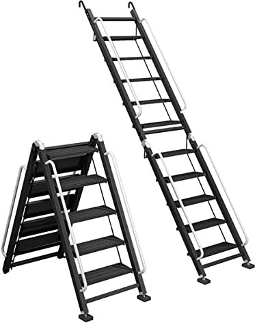Einziehbare Dachbodentreppe, Aluminium-Teleskop-Auszugsleiter, Dachbodenstufen, herunterziehbare Dachbodentreppe, einziehbare Dachbodenleiter, zusammenklappbare Leitern, 330 LBS,8 Steps