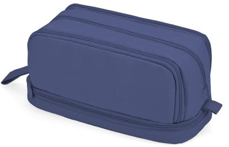 Pencil Case Howala Large Capacity Pencil Pouch for Girls Boys with 4 Compartments Multifunctional Pen Bag Stationery Organizer Office Makeup Bag Portable Pen Bag for Teenage Adult Women Men, Dark Blue