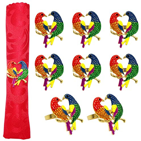 Davifina Magpie Serviettenringe Set mit 8 Stück Legierung Vogel Serviettenschnallen für Thanksgiving Geburtstag Jahrestag Hochzeit Party Esstisch Dekorationen