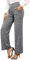 G4Free Yogahose Damen Lang Weite Jogginghose Hohe Taille Crossover Elegant Straighthose Bauchkontrolle Schlaghose Sporthose mit Taschen(Heather Grey,XL)