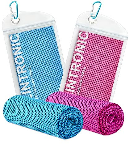 Flintronic Kühlendes Handtuch, Kühltuch Set, 2 Stück 120x30 cm, Mikrofaser-Handtuch, Cooling Towel, Eishandtuch, Schnell Trocknendes Eishandtuch für Golf, Wandern, Reisen, Fitnessstudio, Yoga, Workout